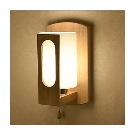 Applique da parete moderna contemporanea uplight in vetro e legno/bambù E27