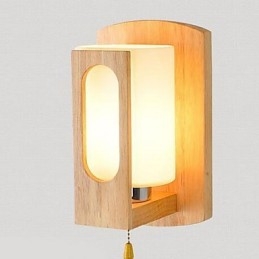 Applique da parete moderna contemporanea uplight in vetro e legno/bambù E27