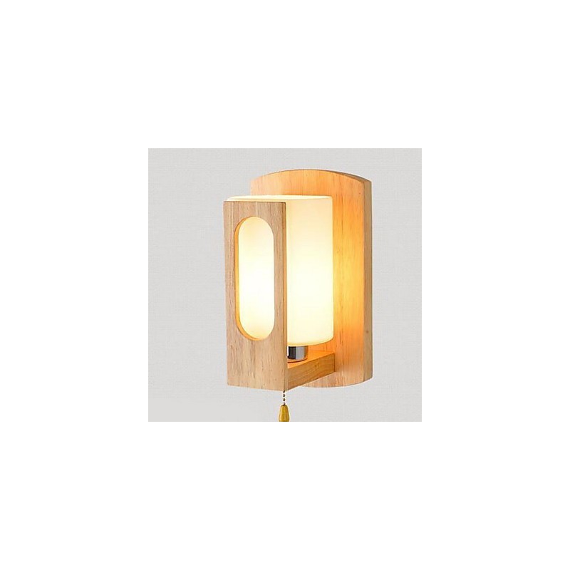 Applique da parete moderna contemporanea uplight in vetro e legno/bambù E27