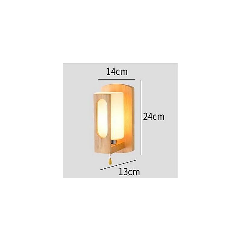 Applique da parete moderna contemporanea uplight in vetro e legno/bambù E27