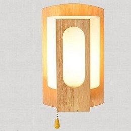 Applique da parete moderna contemporanea uplight in vetro e legno/bambù E27