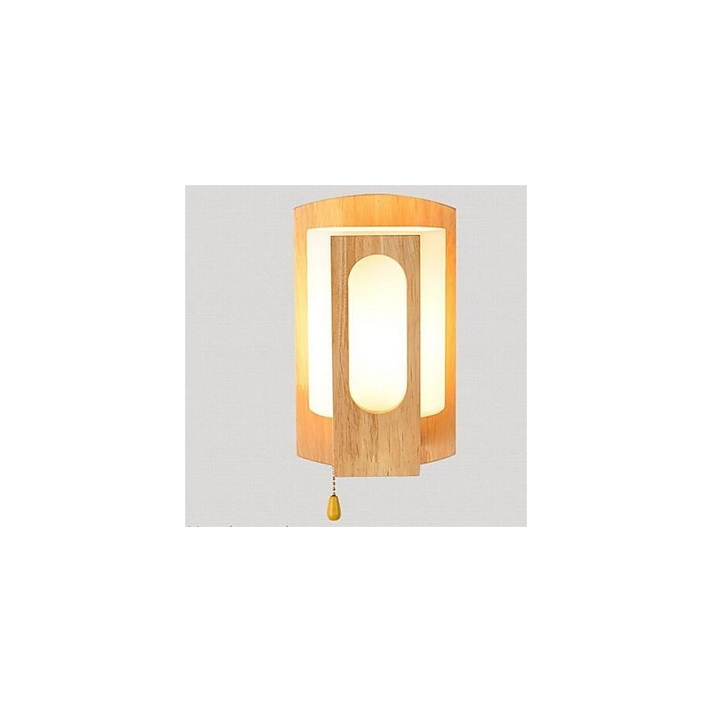 Applique da parete moderna contemporanea uplight in vetro e legno/bambù E27