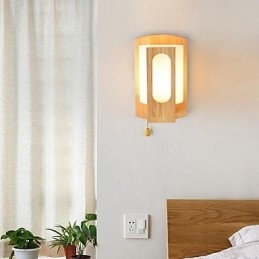Applique da parete moderna contemporanea uplight in vetro e legno/bambù E27