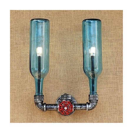 Applique da parete industriale retrò blu con interruttore a bottiglia d'acqua