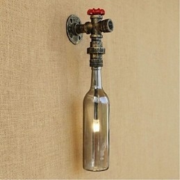 Applique da parete a forma di bottiglia d'acqua in vetro grigio fumo finitura bronzo