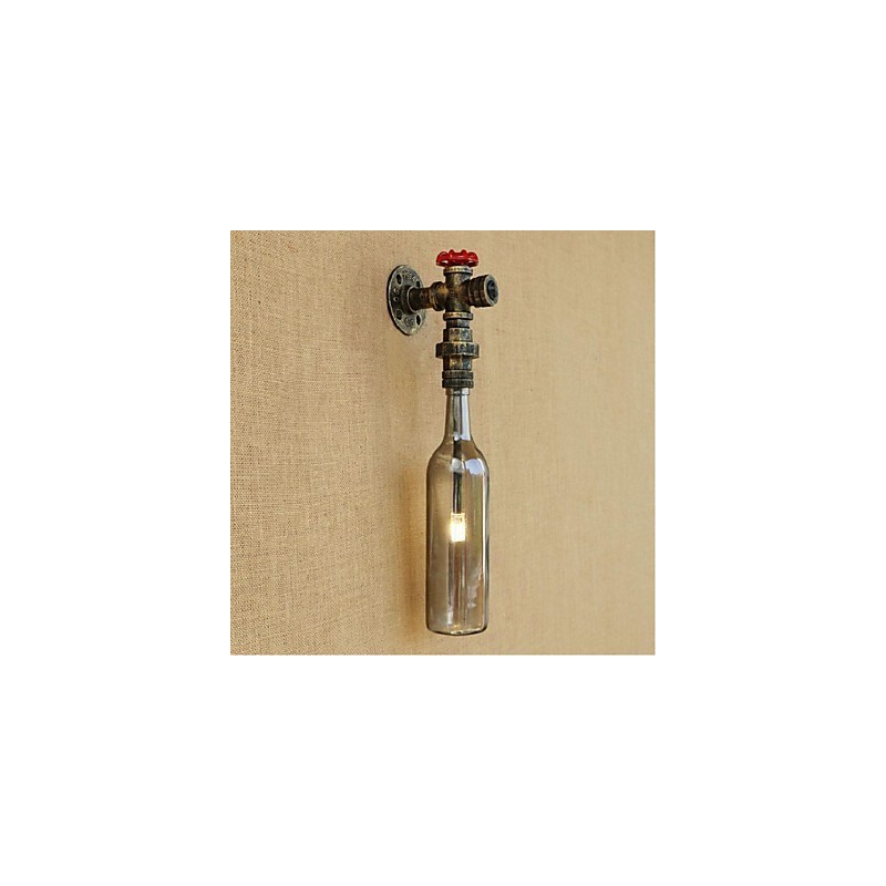 Applique da parete a forma di bottiglia d'acqua in vetro grigio fumo finitura bronzo