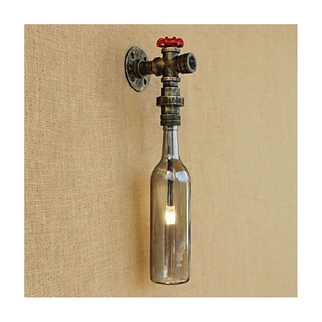 Applique da parete a forma di bottiglia d'acqua in vetro grigio fumo finitura bronzo