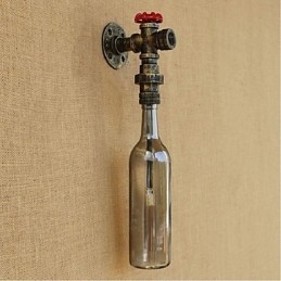 Applique da parete a forma di bottiglia d'acqua in vetro grigio fumo finitura bronzo