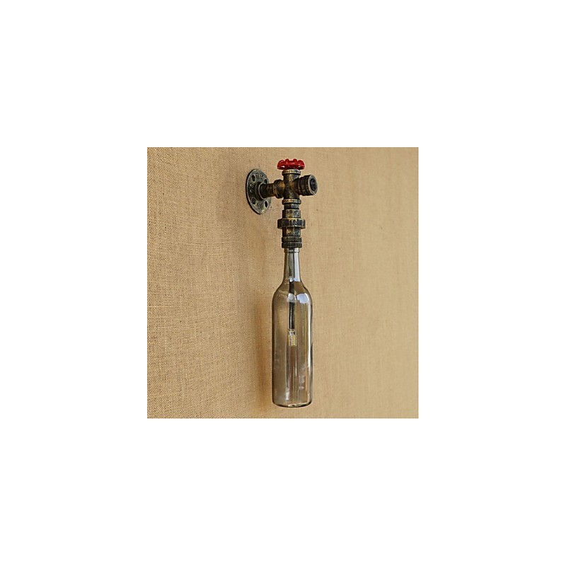 Applique da parete a forma di bottiglia d'acqua in vetro grigio fumo finitura bronzo