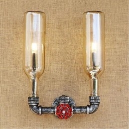 Applique da parete retrò industriale a forma di bottiglia d'acqua ambra