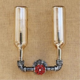 Applique da parete retrò industriale a forma di bottiglia d'acqua ambra