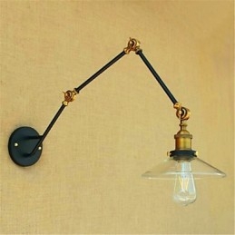 Applique da parete rustica Lodge cromata con braccio oscillante, luce ambientale