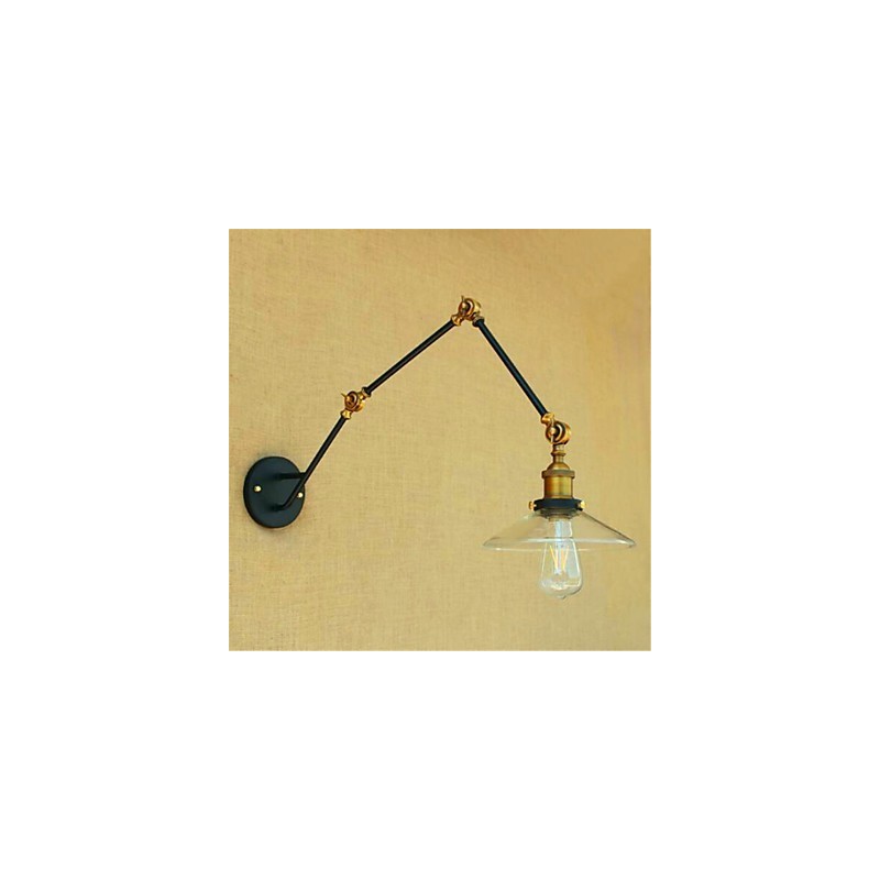 Applique da parete rustica Lodge cromata con braccio oscillante, luce ambientale