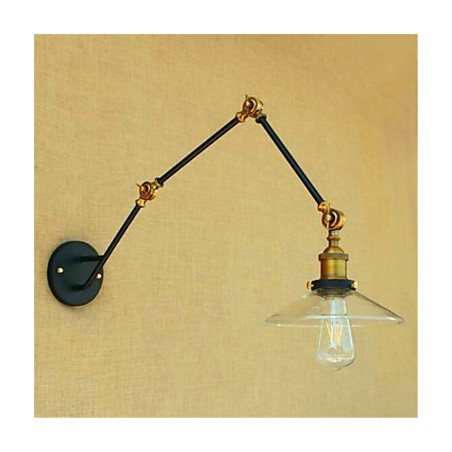 Applique da parete rustica Lodge cromata con braccio oscillante, luce ambientale