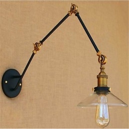 Applique da parete rustica Lodge cromata con braccio oscillante, luce ambientale
