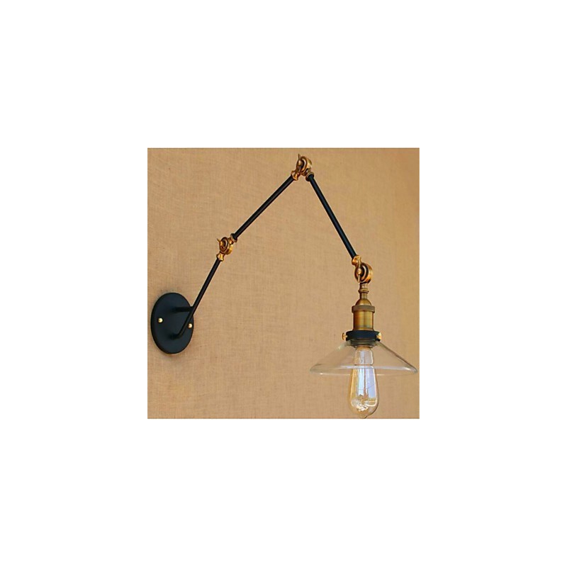 Applique da parete rustica Lodge cromata con braccio oscillante, luce ambientale