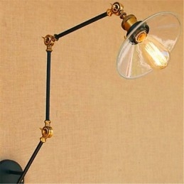 Applique da parete rustica Lodge cromata con braccio oscillante, luce ambientale