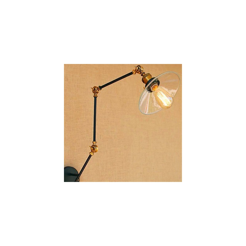 Applique da parete rustica Lodge cromata con braccio oscillante, luce ambientale