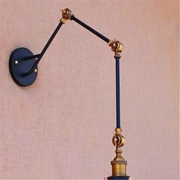 Applique da parete rustica Lodge cromata con braccio oscillante, luce ambientale