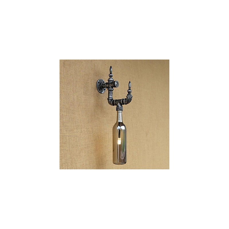 Applique da parete retrò con interruttore, argento, E27, 58×22×7,5 cm