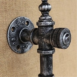Applique da parete retrò con interruttore, argento, E27, 58×22×7,5 cm