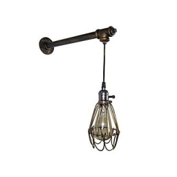 Applique da parete industriale vintage Loft con interruttore Edison, base in metallo