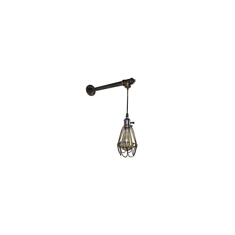 Applique da parete industriale vintage Loft con interruttore Edison, base in metallo