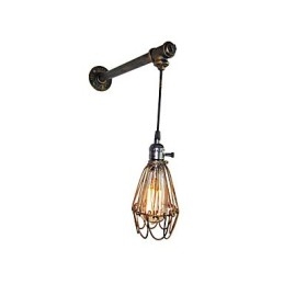 Applique da parete industriale vintage Loft con interruttore Edison, base in metallo