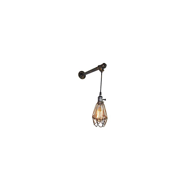 Applique da parete industriale vintage Loft con interruttore Edison, base in metallo