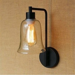 Applique da parete rustica con finitura in ossido nero, braccio oscillante