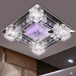 Plafoniera a filo LED 5 luci cristallo e vetro trasparente elettroplaccata