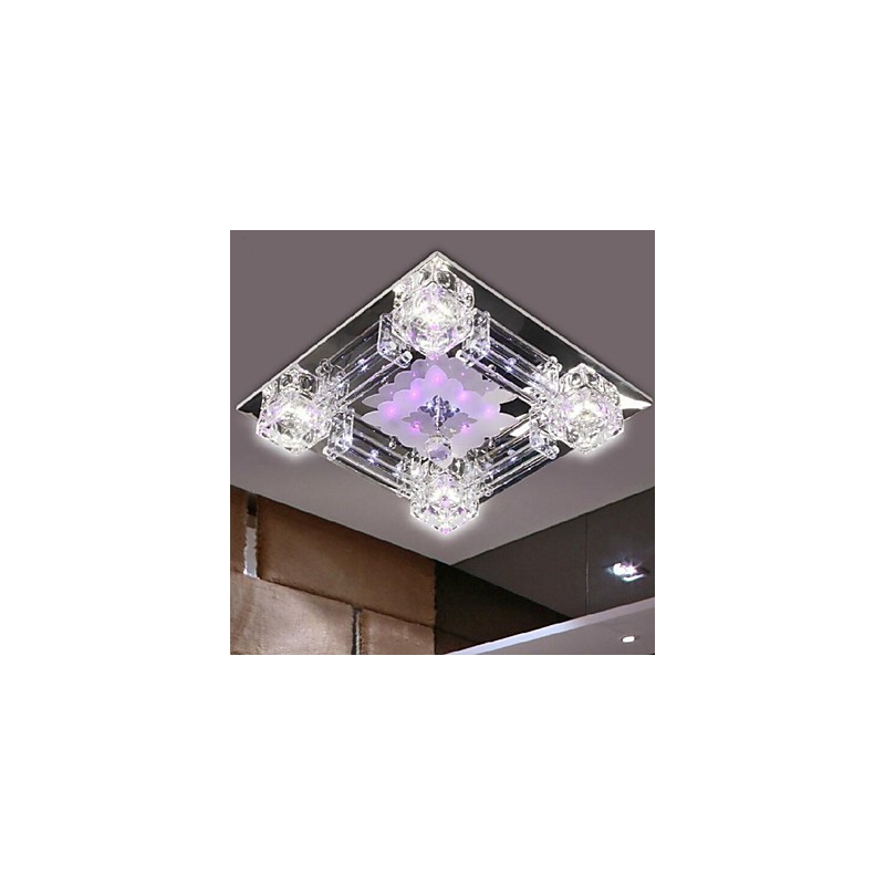 Plafoniera a filo LED 5 luci cristallo e vetro trasparente elettroplaccata