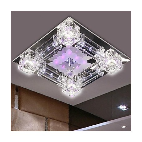 Plafoniera a filo LED 5 luci cristallo e vetro trasparente elettroplaccata