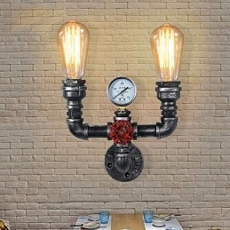 Applique da parete vintage industriale in metallo a 2 luci