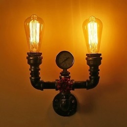 Applique da parete vintage industriale in metallo a 2 luci