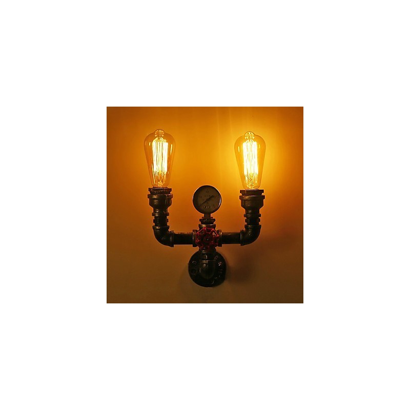 Applique da parete vintage industriale in metallo a 2 luci