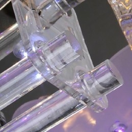 Plafoniera a filo LED 5 luci cristallo e vetro trasparente elettroplaccata