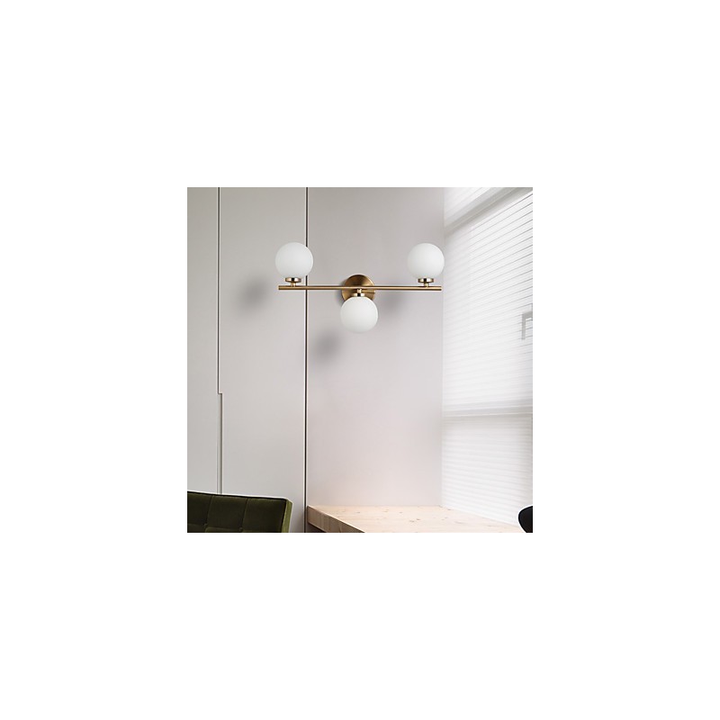 Applique da parete moderna in vetro bronzo, mini, luce verso l'alto, 3 lampadine G4