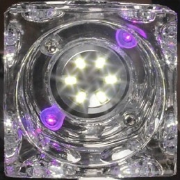 Plafoniera a filo LED 5 luci cristallo e vetro trasparente elettroplaccata