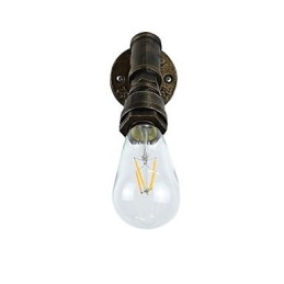 Applique da parete in ferro finitura ottone antico con lampadina E27 4 W