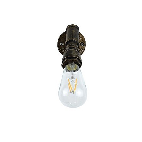 Applique da parete in ferro finitura ottone antico con lampadina E27 4 W