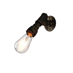 Applique da parete in ferro finitura ottone antico con lampadina E27 4 W