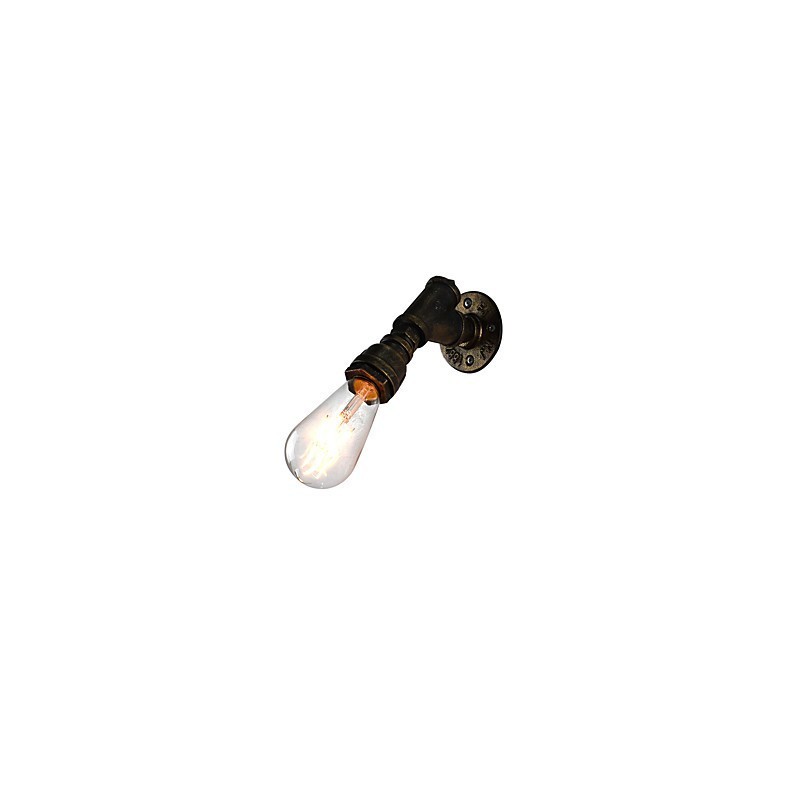 Applique da parete in ferro finitura ottone antico con lampadina E27 4 W