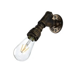 Applique da parete in ferro finitura ottone antico con lampadina E27 4 W