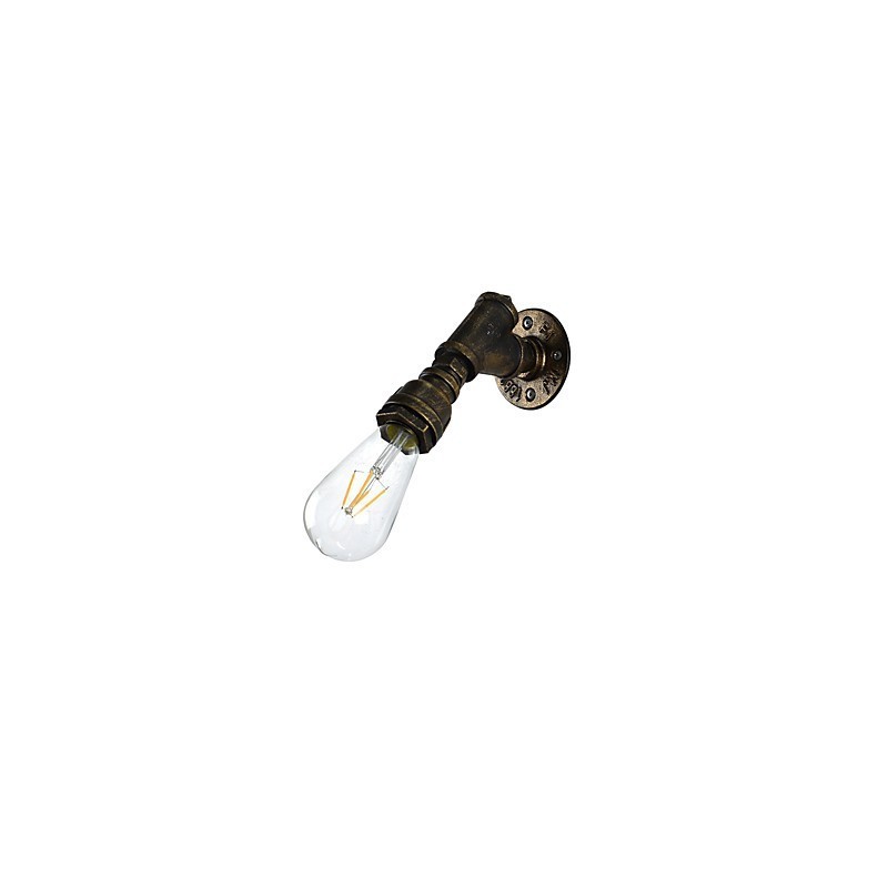 Applique da parete in ferro finitura ottone antico con lampadina E27 4 W