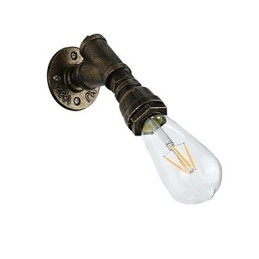 Applique da parete in ferro finitura ottone antico con lampadina E27 4 W