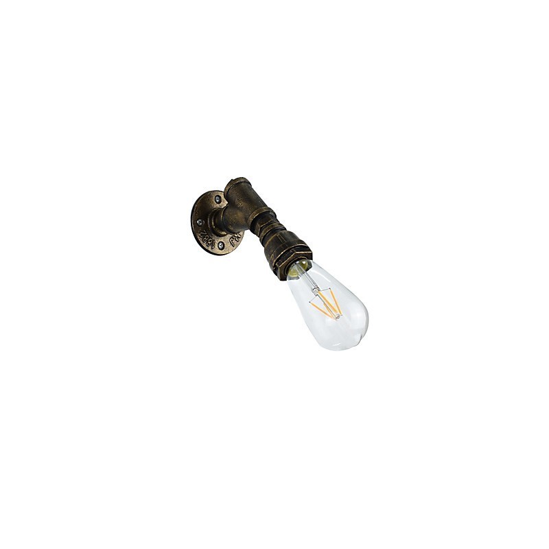 Applique da parete in ferro finitura ottone antico con lampadina E27 4 W