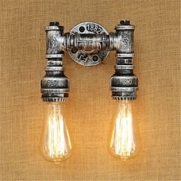 Applique da parete mini rustica retrò dipinta con luce ambientale, 2 lampadine E26/E27