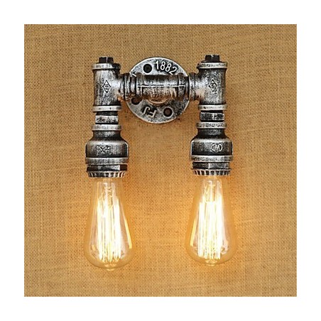 Applique da parete mini rustica retrò dipinta con luce ambientale, 2 lampadine E26/E27