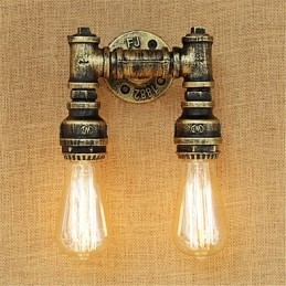 Applique da parete mini rustica retrò dipinta con luce ambientale, 2 lampadine E26/E27